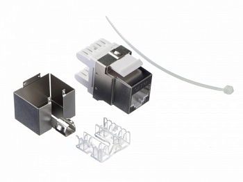Модуль Keystone экранированный, RJ45, cat.5е, 180°, под инструмент, металлик